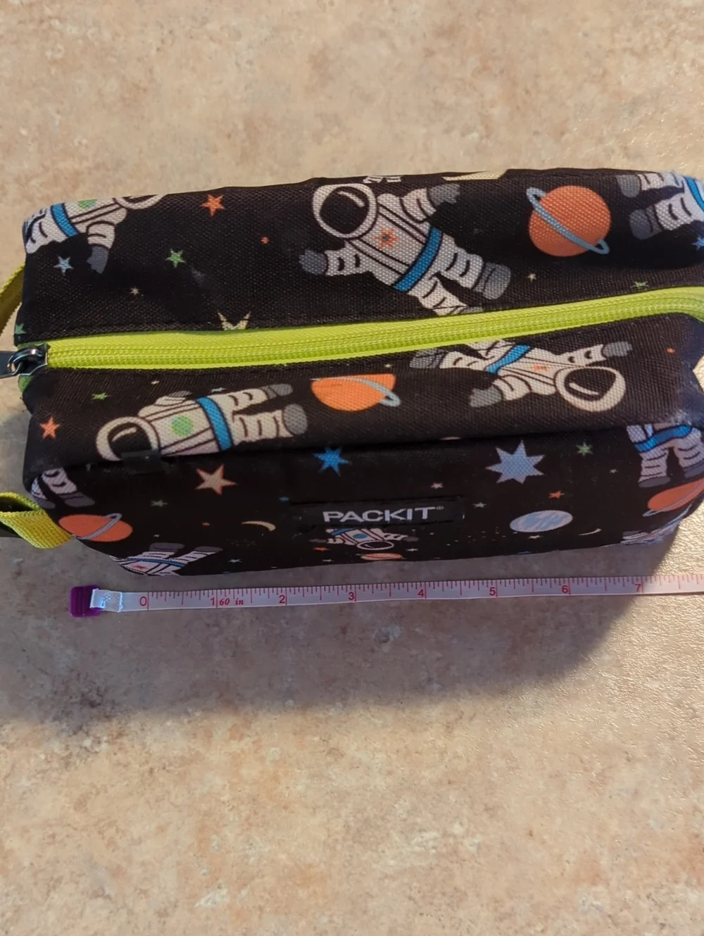 Kids Space Black Lunch Cooler Pouch insulated Freeze At Night Pack It Astronaut